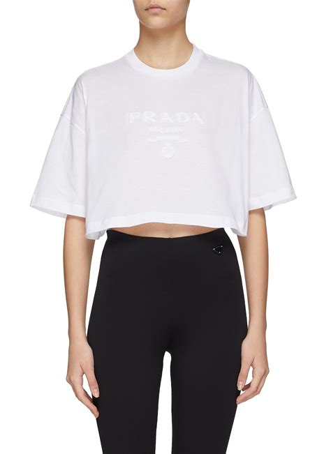 prada cropped white shirt|Prada Cropped Jersey T.